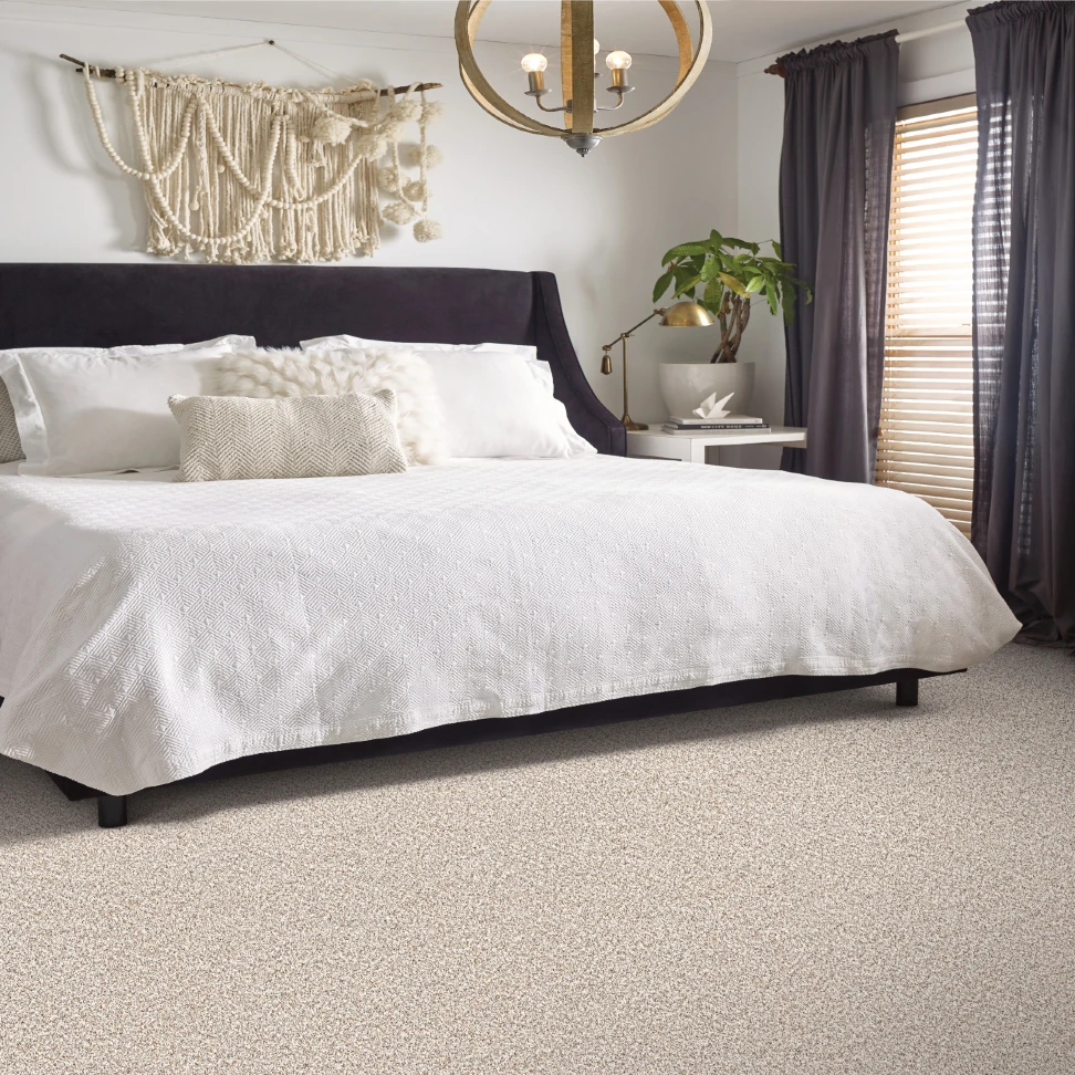 Textured carpet style designed for warmth and stain-resistant carpet flooring installation.