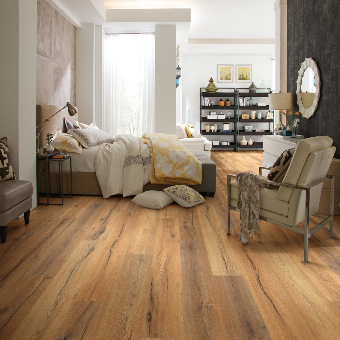 Modern color laminate flooring with sleek design for waterproof laminate flooring installation.
