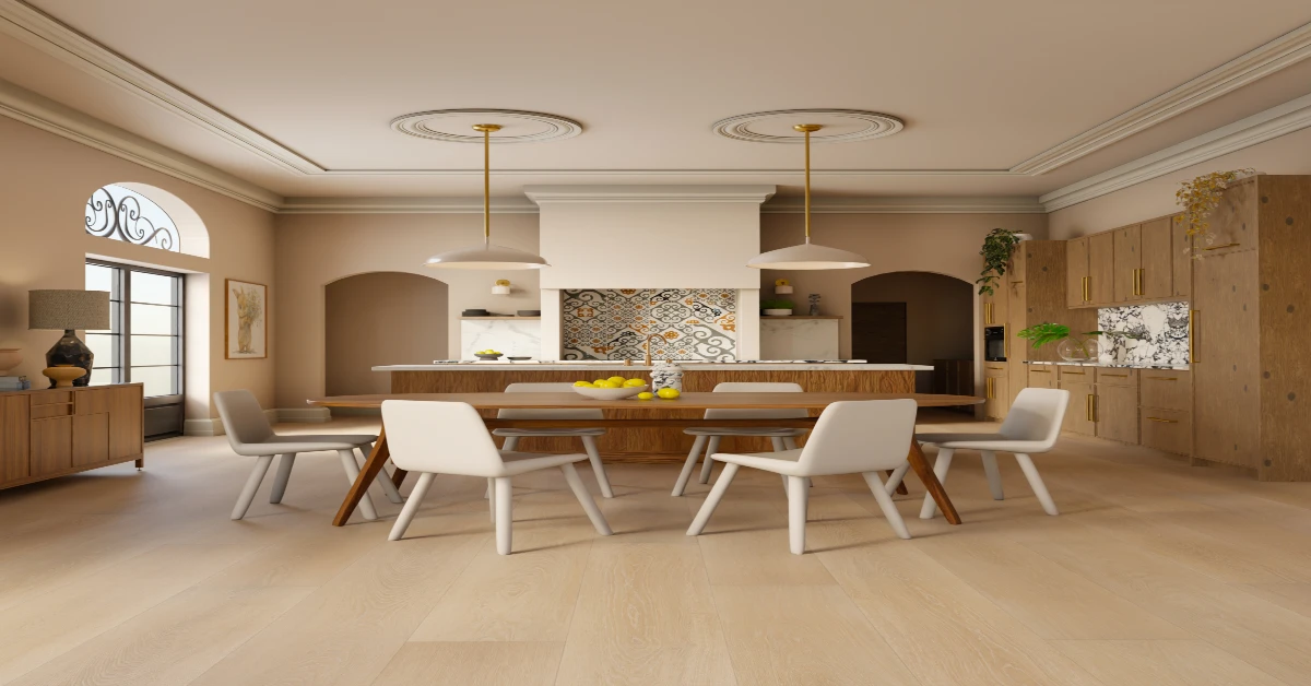 Wide-plank luxury vinyl flooring offering durable waterproof vinyl plank installation.